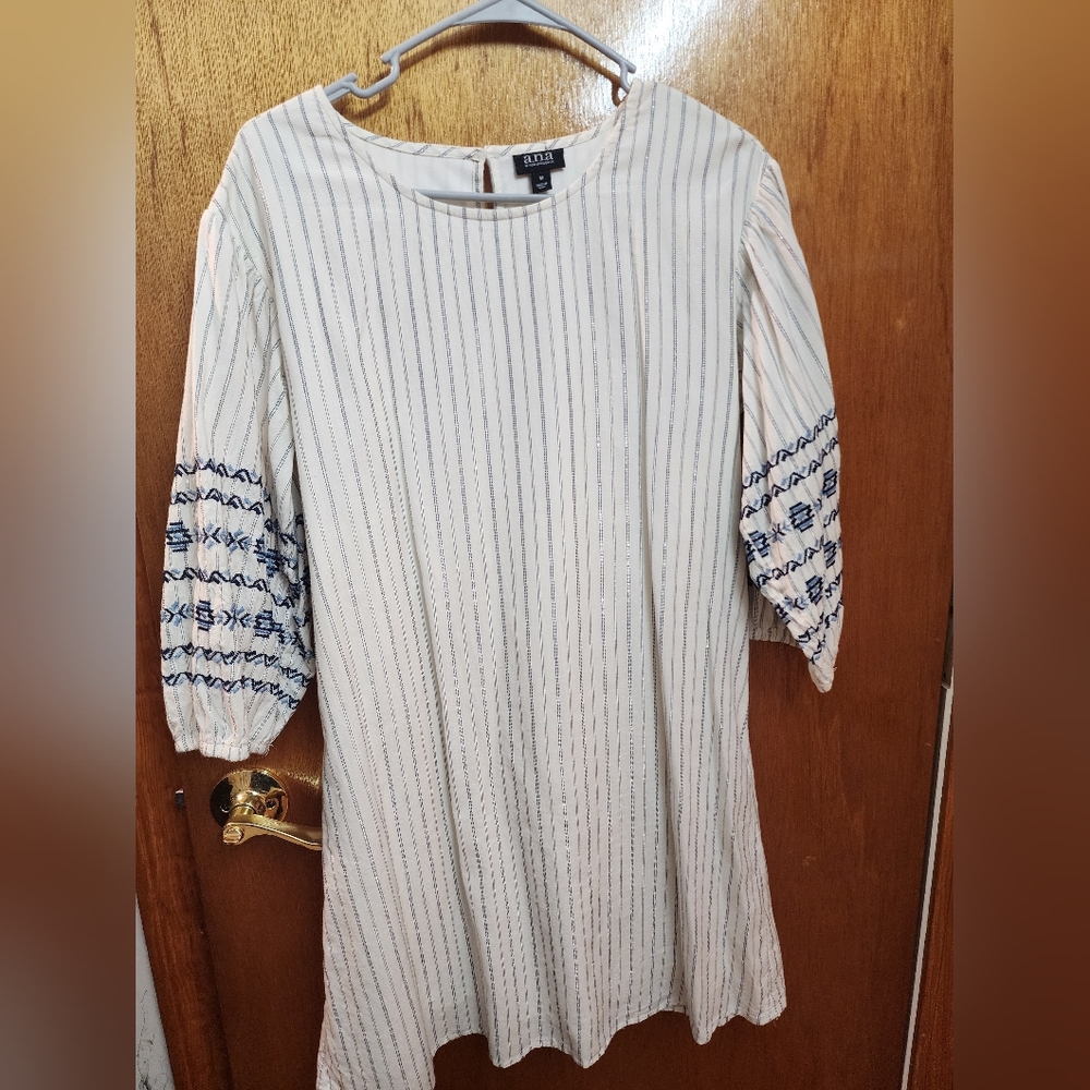 a.n.a White and Blue Striped Tunic Top